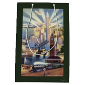 シアトル、ワシントン州-繁華街の眺め ミディアムペーパーバッグ (裏面)