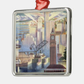 シアトル、ワシントン州-繁華街の眺め メタルオーナメント (左)