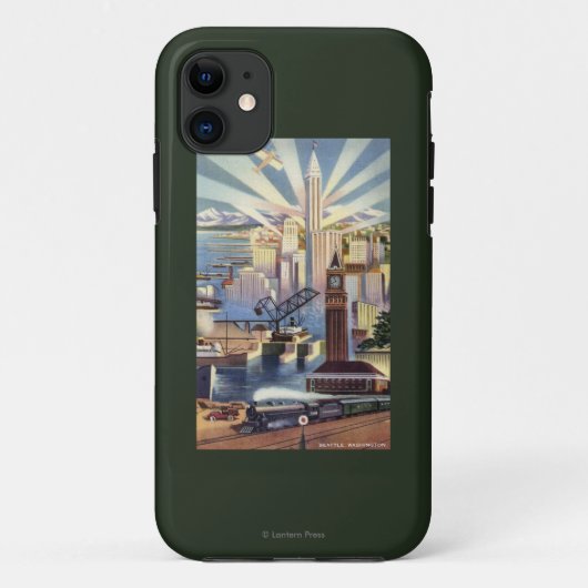 シアトル、ワシントン州-繁華街の眺め Case-Mate iPhoneケース (裏面)
