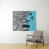 シアトル・ワシントンCityscape in白黒 タペストリー (インサイチュ(横))