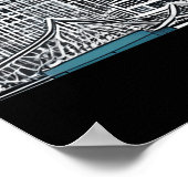 シアトル・ワシントンCityscape in白黒 ポスター (角)