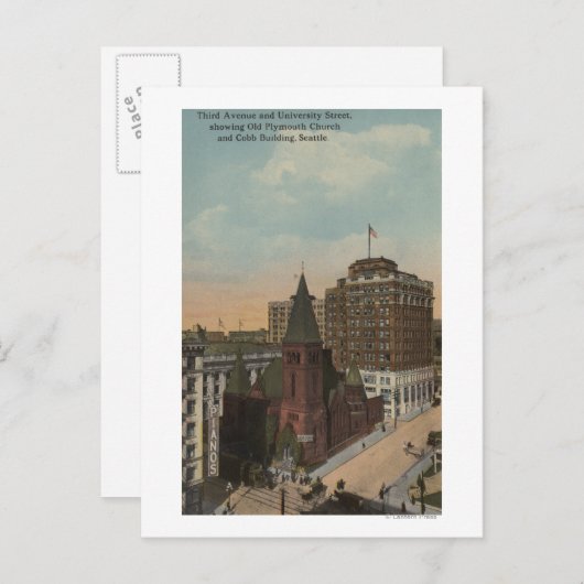 シアトル、ワットヒルアベニューおよび大学通り ポストカード (正面/裏面)