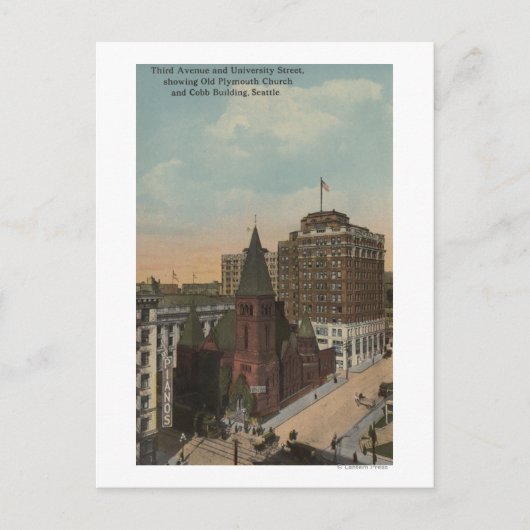 シアトル、ワットヒルアベニューおよび大学通り ポストカード (正面)