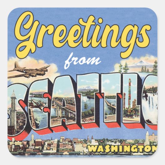 シアトル・ヴィンテージ・トラベルからの挨拶 スクエアシール (正面)