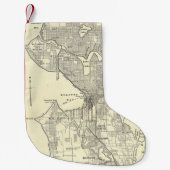 シアトル(1914年)のヴィンテージの地図 スモールクリスマスストッキング (正面)