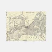 シアトル(1914年)のヴィンテージの地図 フリースブランケット (正面(横))
