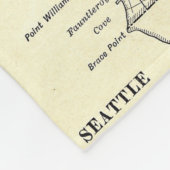 シアトル(1914年)のヴィンテージの地図 フリースブランケット (角)