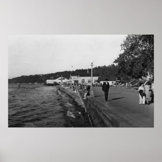 シアトル、WAAlkiビーチウォーターフロントビュー ポスター (正面)