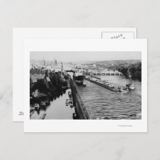 シアトル、WABallard Locks船舶運河の写真 ポストカード (正面/裏面)