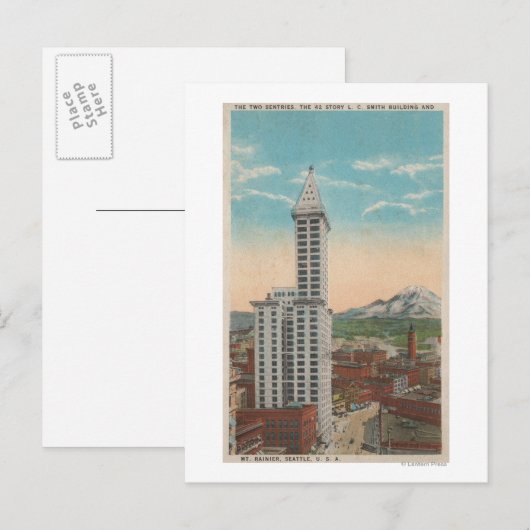 シアトル、WASmith Tower View & Mt. Rainier ポストカード (正面/裏面)