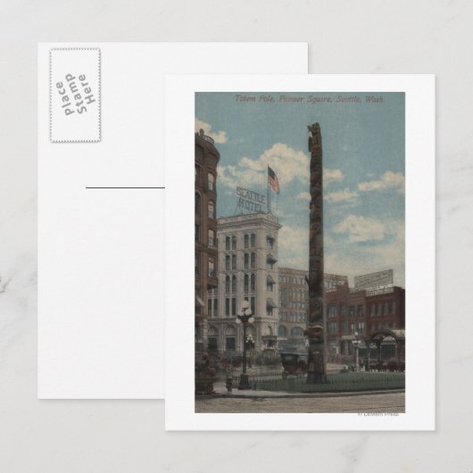 シアトル、WATotem Pole at Pioneer Square ポストカード (正面/裏面)