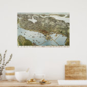 シアトルbirdseyeの地図 – 1891 (Koch) BigMapBlog ポスター (キッチン)