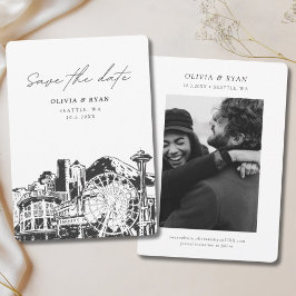 シアトルSave the Date Skyline Downtown 結婚's 招待状