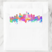 シアトルUSAのスカイラインの水彩画プリント 長方形シール (バッグ)