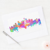 シアトルUSAのスカイラインの水彩画プリント 長方形シール (封筒)