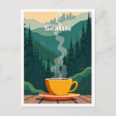 シアトルUSAアートヴィンテージイラストレーション ポストカード (正面)