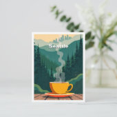 シアトルUSAアートヴィンテージイラストレーション ポストカード (スタンド正面)