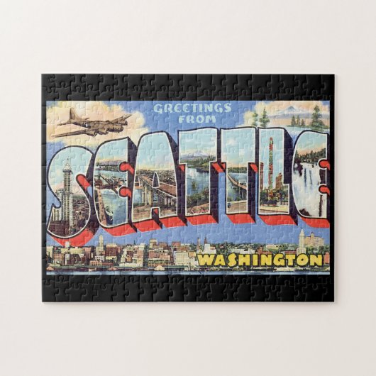 シアトルWashington_Vintage旅行からの挨拶 ジグソーパズル (横)