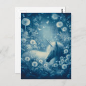 シアノタイプダンデオンユニコーン夢 ポストカード (正面/裏面)