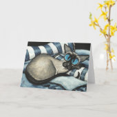 シアメスデザイナーブルー カード (黄色い花)