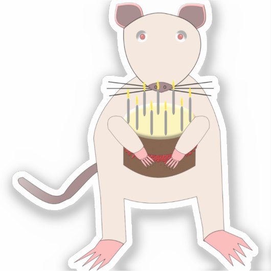 シアメスラットお誕生日ケーキ シール (正面)