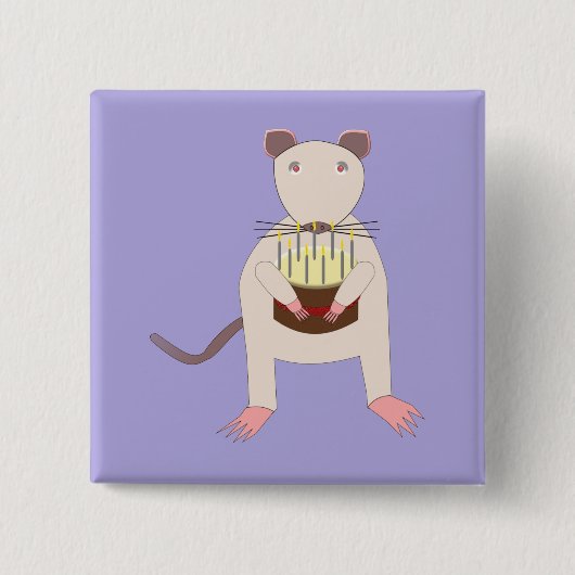 シアメスラットお誕生日ケーキ 缶バッジ (正面)