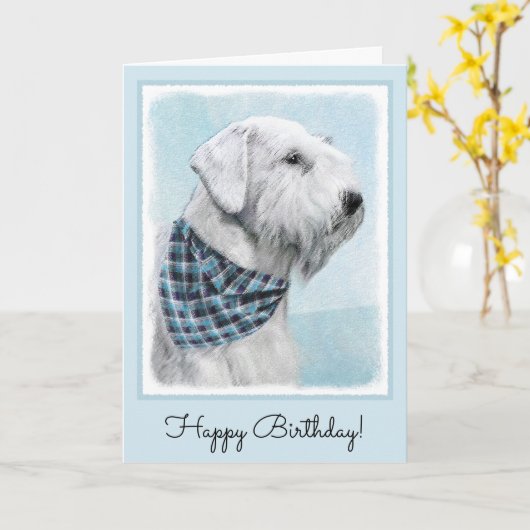 シアリハム·テリ絵画アーズ-かわいいオリジナルのドッグアート カード (黄色い花)