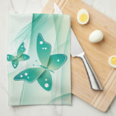 シアリーグリーンバタフライベールAmerican MoJoキット キッチンタオル (四つ折り)