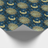 シアルサンムーンスターズブルー金ゴールドタロット ラッピングペーパー (角)