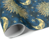 シアルサンムーンスターズブルー金ゴールドタロット ラッピングペーパー (ロールコーナー)