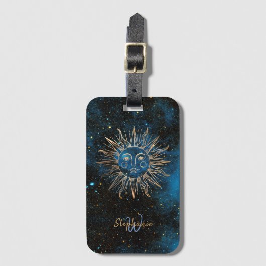 シアルサンモノグラムグリッターコズミックネイビーシック ラゲッジタグ (正面縦)