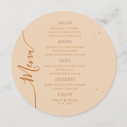 シアルシャンパンサンムーンスターズ結婚宇宙 メニュー (正面)