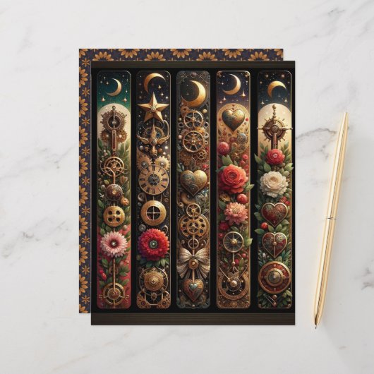 シアルスチームパンクヴァレンティーンズスクラップブック紙 (正面/裏面インサイチュ)