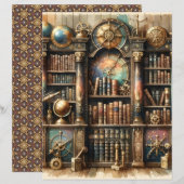 シアルスチームパンク図書館スクラップブック紙 (正面/裏面)