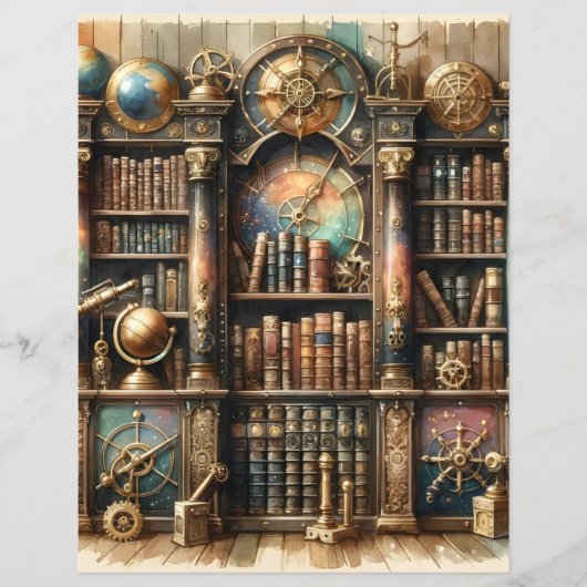 シアルスチームパンク図書館スクラップブック紙 (正面)