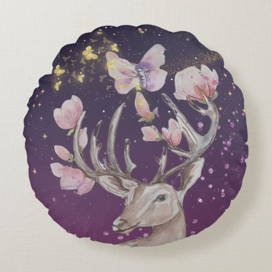 シアルディアボガンフーズプリント ラウンドクッション (正面)