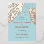 シアルトロピカルパームズサマービーチ結婚式金ゴールド 箔招待状 (正面)