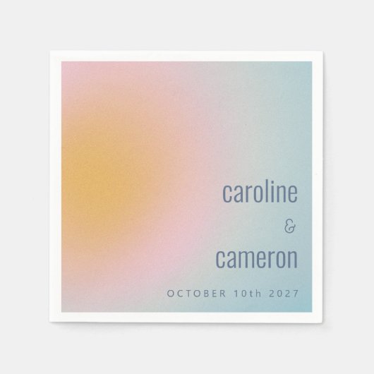 シアルパステルブルーピンク粒子グラディエント結婚ズ スタンダードカクテルナプキン (正面)