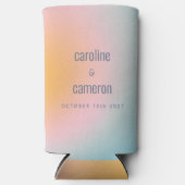 シアルパステルブルーピンク粒子グラディエント結婚ズ スリム缶クーラー (正面)