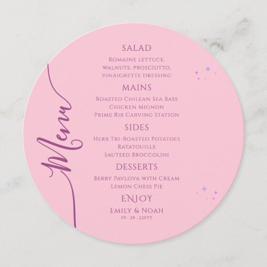 シアルピンクパープルサンムーンスターズ宇宙結婚ズ メニュー (正面)