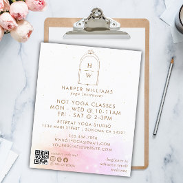 シアルピンクモノグラムヨガインストラクターQRコード チラシ