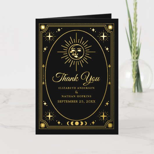 シアルブラックタロット結婚の写真ありがとう 箔グリーティングカード (正面)