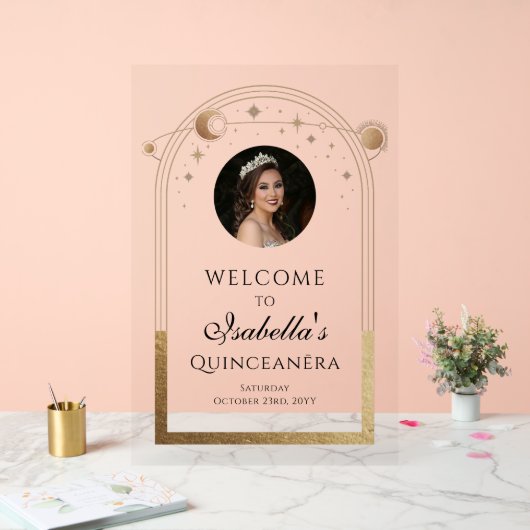 シアルブラック金ゴールドキンセアニラ誕生日ウェルカム アクリルサイン (ウェディング)