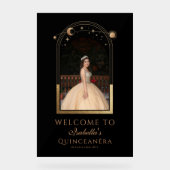 シアルブラック金ゴールドキンセアニラ誕生日ウェルカム アクリルサイン (正面)