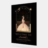 シアルブラック金ゴールドキンセアニラ誕生日ウェルカム アクリルサイン (傾斜)