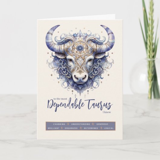 シアルブルファンタジー〔占星術の〕十二宮図タウラスサイン誕生日 カード (正面)
