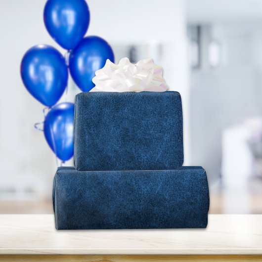 シアルブルーオールドワールドフェイクレザー ラッピングペーパー