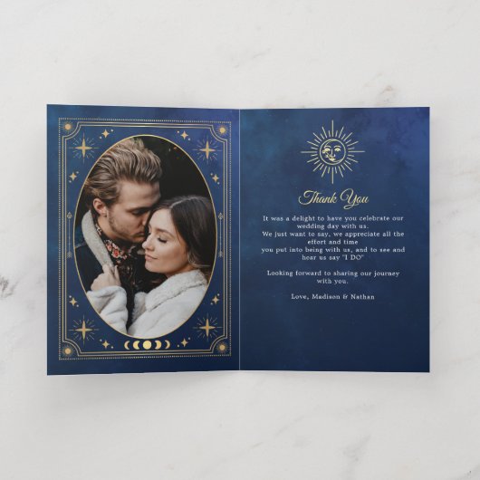 シアルブルータロット結婚の写真ありがとう 箔グリーティングカード (内側レイダウン)