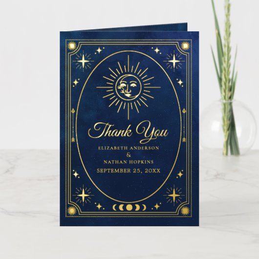 シアルブルータロット結婚の写真ありがとう 箔グリーティングカード (正面)