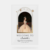 シアルブルー金ゴールドキンセアニラ誕生日ウェルカム アクリルサイン (正面)